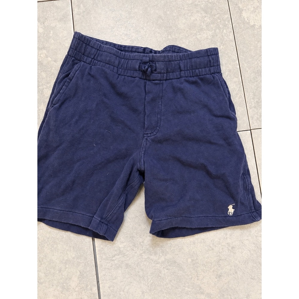 Polo Ralph Lauren Boys Shorts Navy Blue Knit Drawstring Pony Logo Size S 8